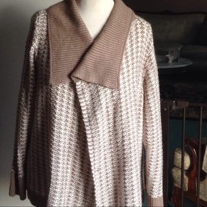 Women's dark beige and white, coat/sweater.